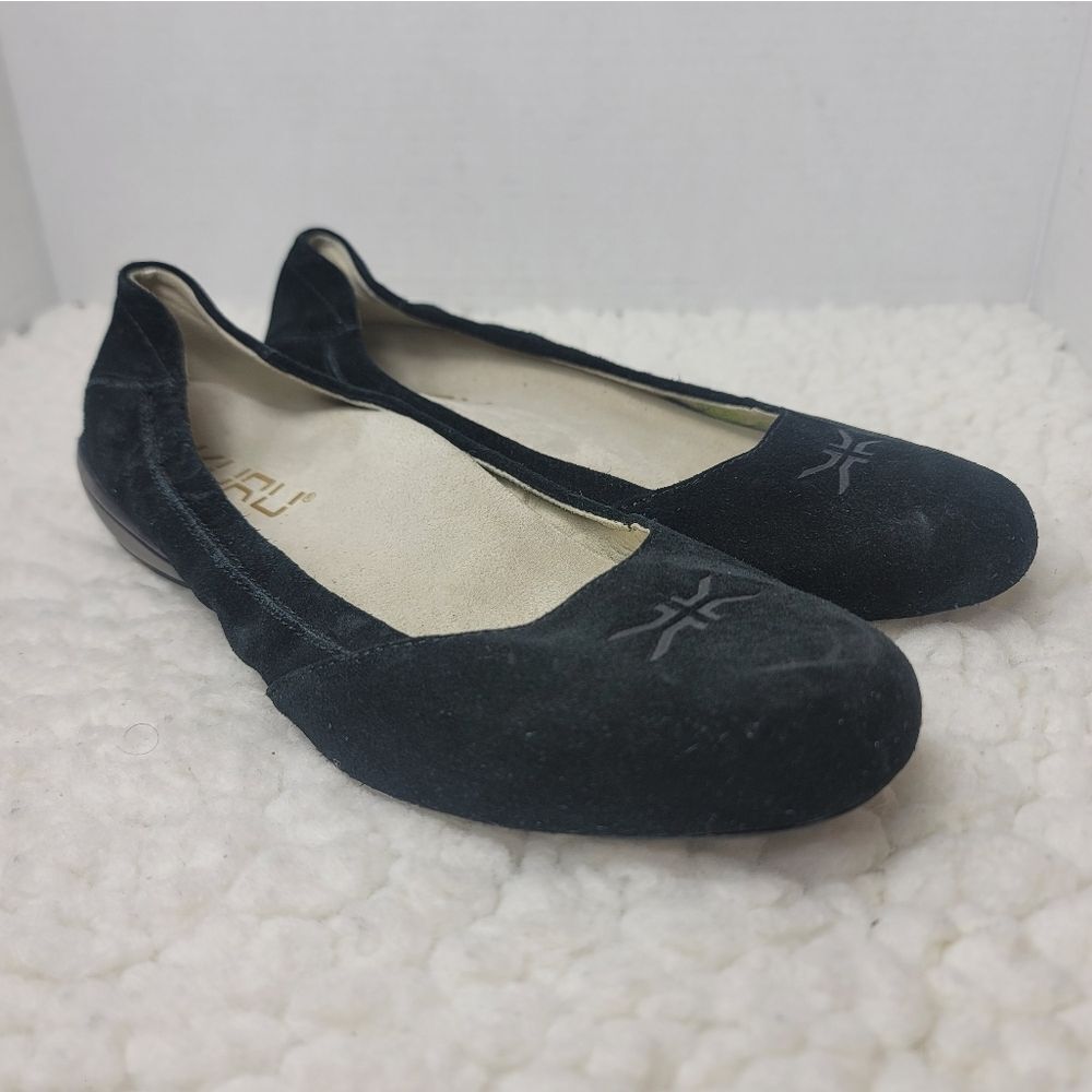 Kuru Vienna Womens Orthopedic Ballet Flats Size 8.5 Black Suede Slip-On Shoes